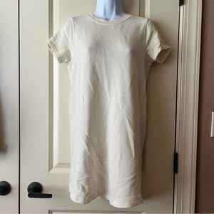 Cream Short Sleeve T-Shirt Dress M